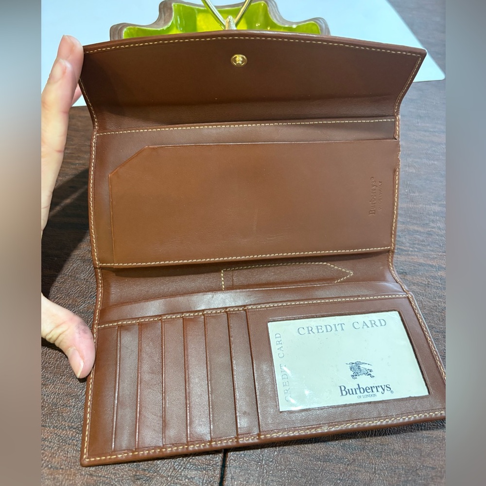 Burberry Haymarket Check coated canvas long wallet with brown leather trim - Picture 5 of 15